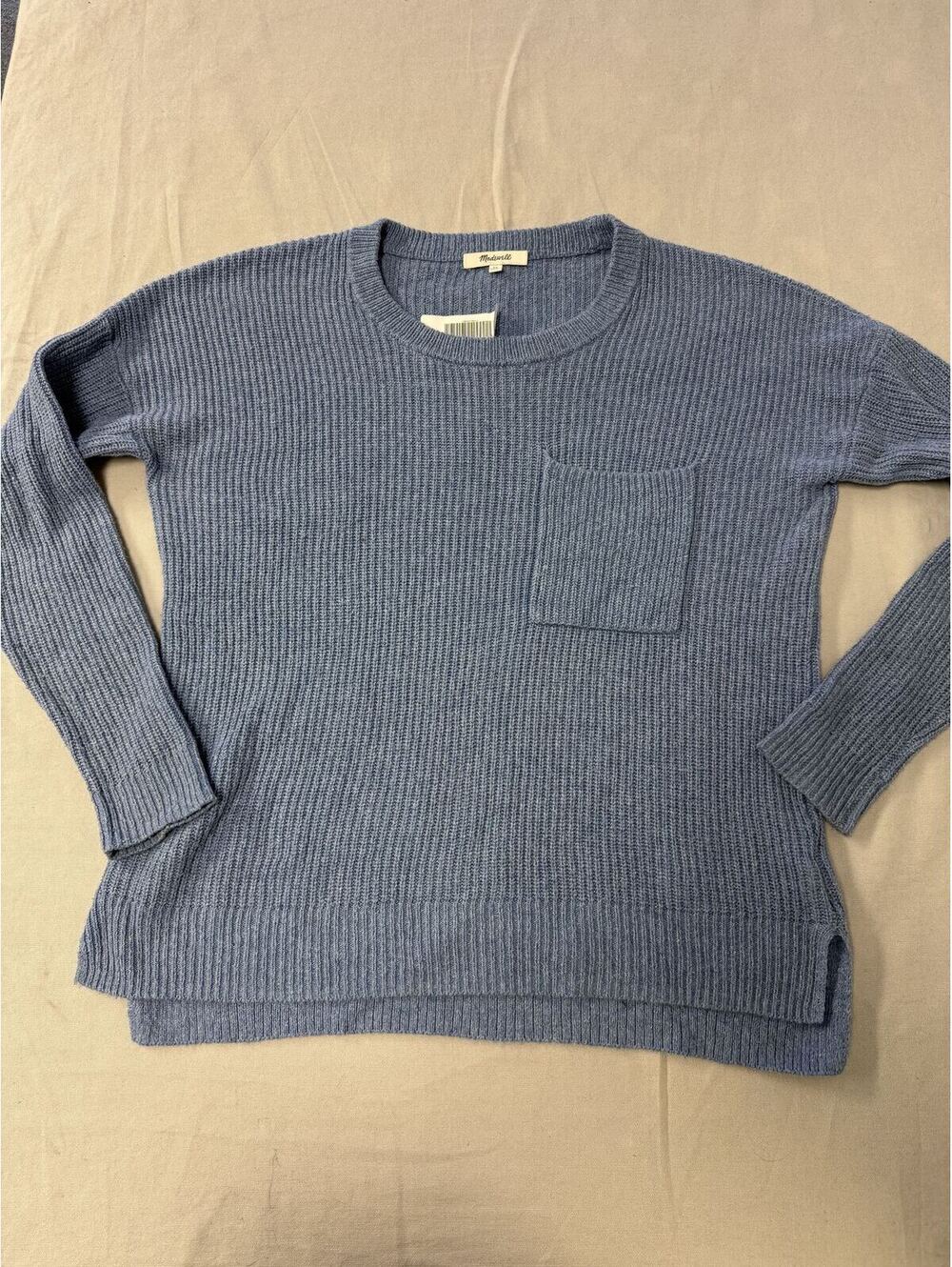 Madewell Thompson Pocket Sky Blue Sweater Womens - XS